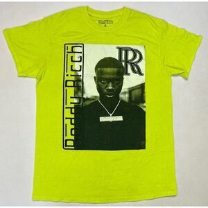 Roddy Ricch Graphic T-shirt Men Medium Neon Yellow Short Sleeve Music Rap
